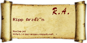 Ripp Arzén névjegykártya